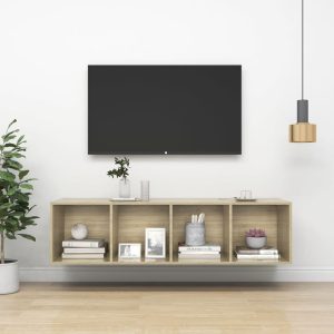 vidaXL Wisząca szafka TV, dąb sonoma, 37x37x142,5 cm
