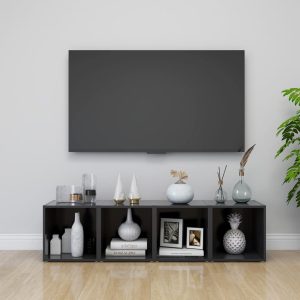 vidaXL Szafki pod TV 4 szt., szare 37x35x37 cm materiał drewnopochodny