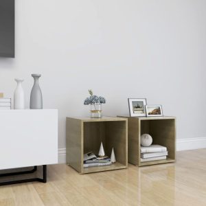 vidaXL Szafki pod TV, 2 szt., dąb sonoma, 37x35x37 cm