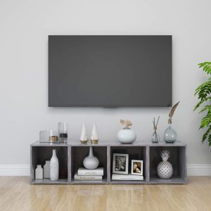 vidaXL Szafki pod TV, 4 szt., szarość betonu, 37x35x37 cm