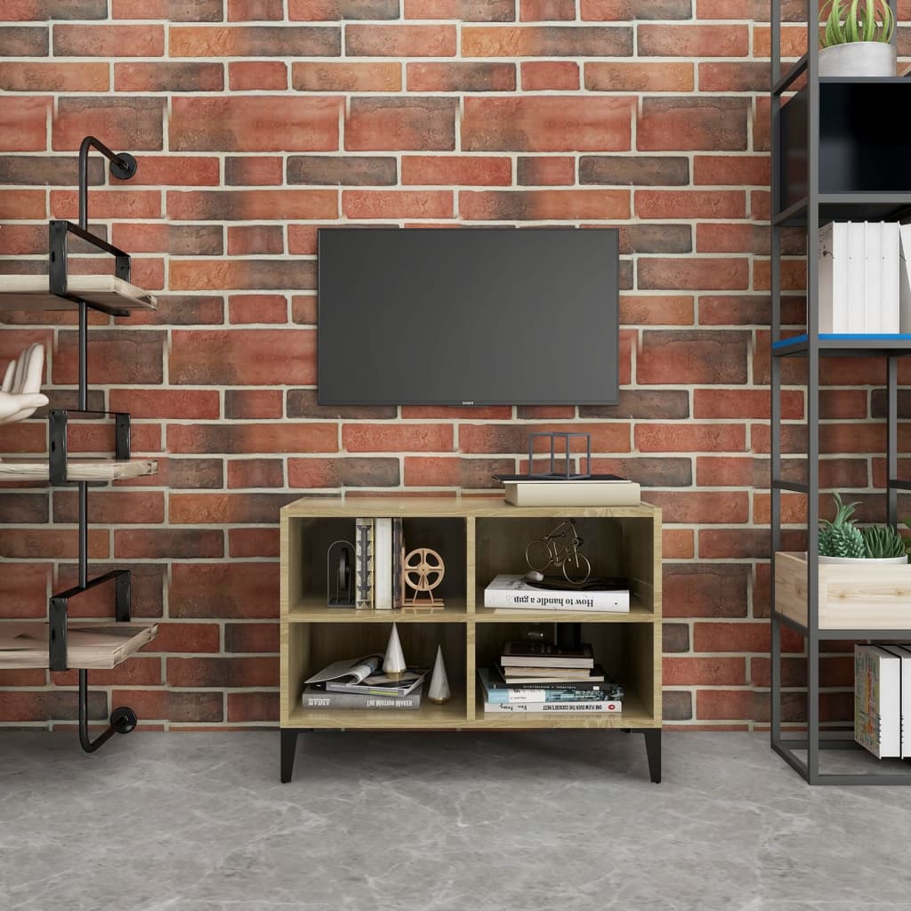 vidaXL Szafka TV, metalowe nóżki, dąb sonoma, 69,5x30x50 cm