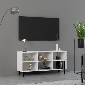 vidaXL Szafka TV, metalowe nóżki, biel, 103,5x30x50 cm