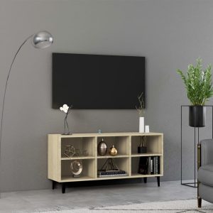 vidaXL Szafka TV, metalowe nóżki, dąb sonoma, 103,5x30x50 cm