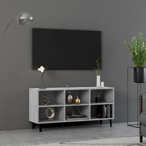 vidaXL Szafka TV, metalowe nóżki, szarość betonu, 103,5x30x50 cm