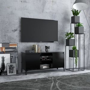 vidaXL Szafka TV, metalowe nóżki, czarna, 103,5x35x50 cm