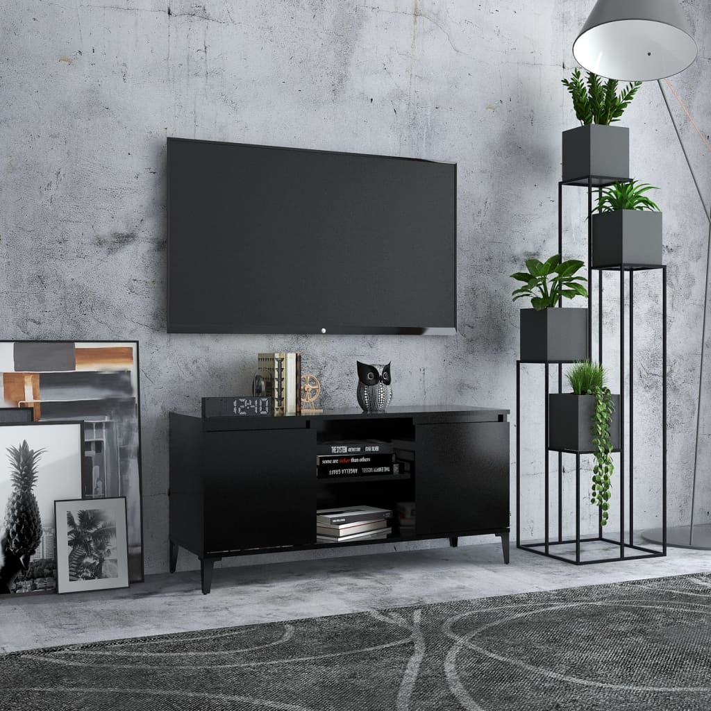 vidaXL Szafka TV, metalowe nóżki, czarna, 103,5x35x50 cm