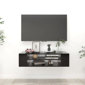 vidaXL Wisząca szafka TV, czarna, 100x30x26,5 cm