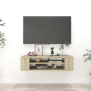 vidaXL Wisząca szafka TV, dąb sonoma, 100x30x26,5 cm
