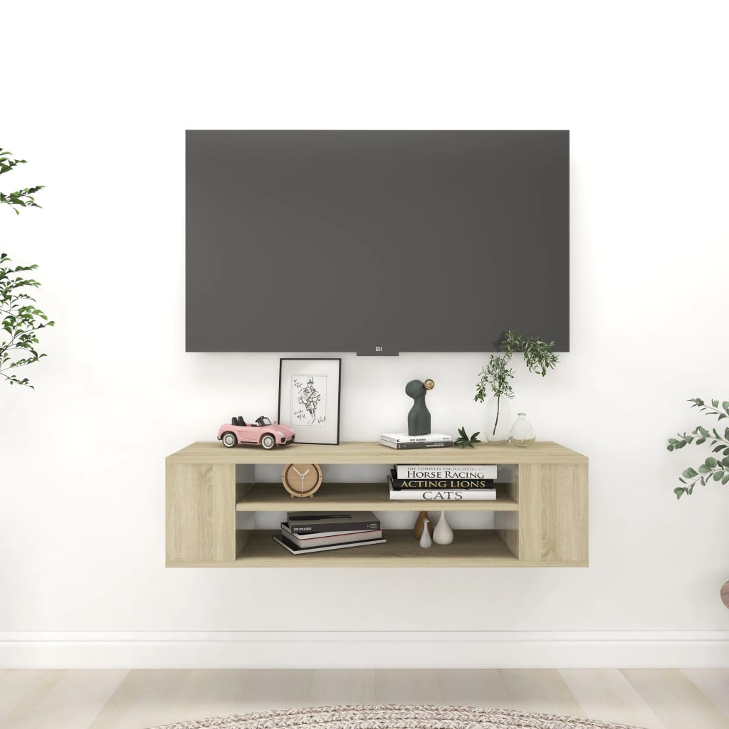 vidaXL Wisząca szafka TV, dąb sonoma, 100x30x26,5 cm