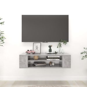vidaXL Wisząca szafka TV, szarość betonu, 100x30x26,5 cm