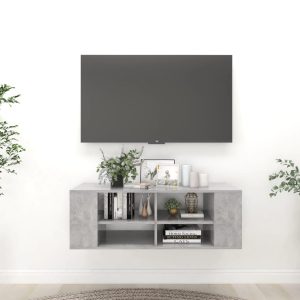 vidaXL Wisząca szafka pod TV, szarość betonu, 102x35x35 cm