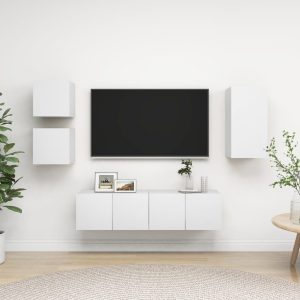 vidaXL 5-cz. zestaw szafek TV, biały, materiał drewnopochodny