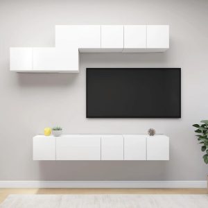 vidaXL 7-cz. zestaw szafek TV, biały, materiał drewnopochodny