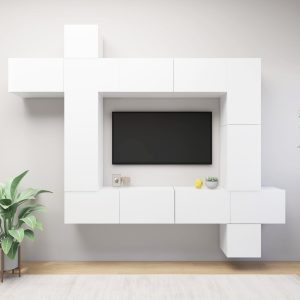 vidaXL 9-cz. zestaw szafek TV, biały, materiał drewnopochodny