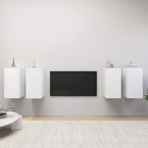 vidaXL Szafki telewizyjne, 4 szt., białe, 30,5x30x60 cm, płyta wiórowa