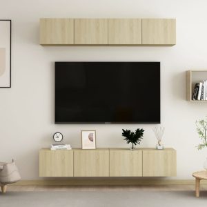 vidaXL Szafki TV, 4 szt., dąb sonoma, 80x30x30 cm