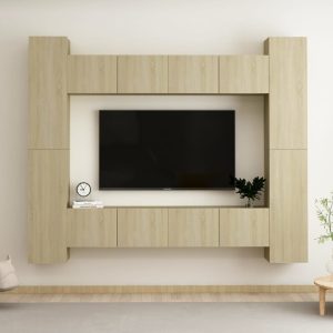 vidaXL 8-cz. zestaw szafek TV, dąb sonoma, materiał drewnopochodny