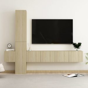 vidaXL 5-cz. zestaw szafek TV, dąb sonoma, materiał drewnopochodny