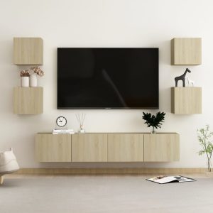vidaXL 6-cz. zestaw szafek TV, dąb sonoma, materiał drewnopochodny