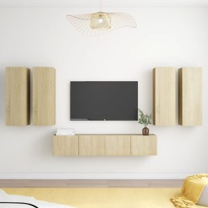 vidaXL 6-cz. zestaw szafek TV, dąb sonoma, materiał drewnopochodny