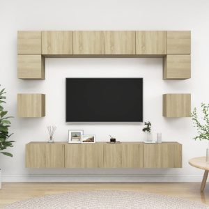 vidaXL 8-cz. zestaw szafek TV, dąb sonoma, materiał drewnopochodny