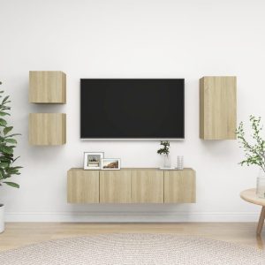 vidaXL 5-cz. zestaw szafek TV, dąb sonoma, materiał drewnopochodny
