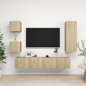 vidaXL 5-cz. zestaw szafek TV, dąb sonoma, materiał drewnopochodny