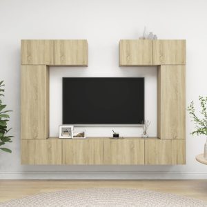 vidaXL 6-cz. zestaw szafek TV, dąb sonoma, materiał drewnopochodny
