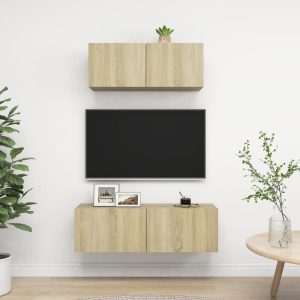 vidaXL 2-cz. zestaw szafek TV, dąb sonoma, materiał drewnopochodny