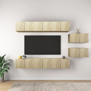 vidaXL Szafki TV, 8 szt., dąb sonoma, płyta wiórowa