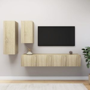 vidaXL Zestaw 4 szafek TV, dąb sonoma, materiał drewnopochodny