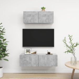 vidaXL 2-cz. zestaw szafek TV, szarość betonu, materiał drewnopochodny