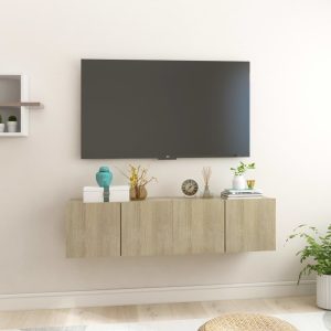 vidaXL Szafki wiszące pod TV 2 szt., dąb sonoma, 60x30x30 cm