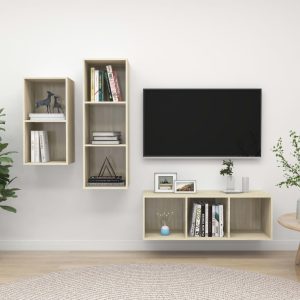 vidaXL Zestaw 3 szafek TV, dąb sonoma, materiał drewnopochodny