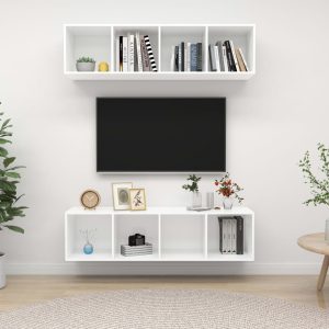 vidaXL Wiszące szafki TV, 2 szt., białe, materiał drewnopochodny
