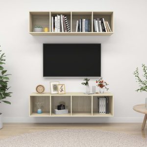 vidaXL Wiszące szafki TV, 2 szt., dąb sonoma, materiał drewnopochodny