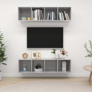 vidaXL Wiszące szafki TV, 2 szt., szarość betonu