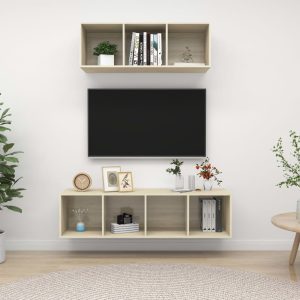 vidaXL 2-cz. zestaw szafek TV, dąb sonoma, materiał drewnopochodny
