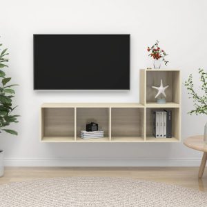 vidaXL 2-cz. zestaw szafek TV, dąb sonoma, materiał drewnopochodny