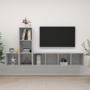 vidaXL 3-cz. zestaw szafek TV, szarość betonu, materiał drewnopochodny