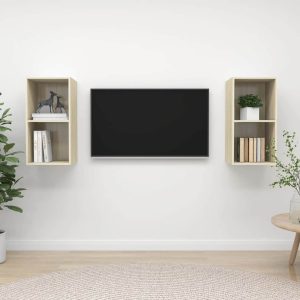 vidaXL Wiszące szafki TV, 2 szt., dąb sonoma, płyta wiórowa