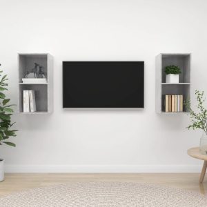 vidaXL Wiszące szafki TV, 2 szt., szarość betonu, płyta wiórowa