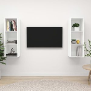 vidaXL Wiszące szafki TV, 2 szt., białe, materiał drewnopochodny