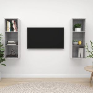 vidaXL Wiszące szafki TV, 2 szt., szarość betonu