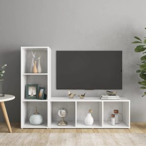 vidaXL Szafki TV, 2 szt., białe, 107x35x37 cm, materiał drewnopochodny