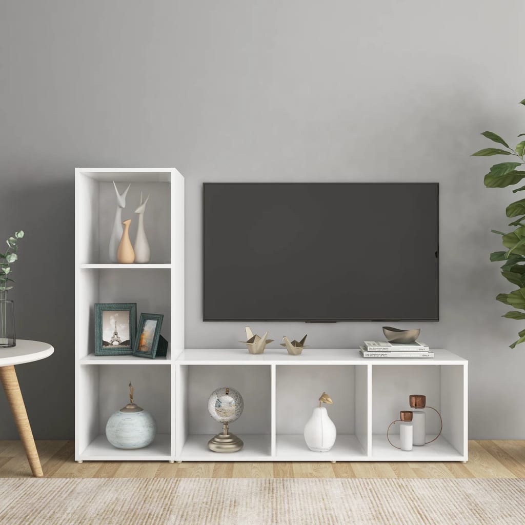 vidaXL Szafki TV, 2 szt., białe, 107x35x37 cm, materiał drewnopochodny