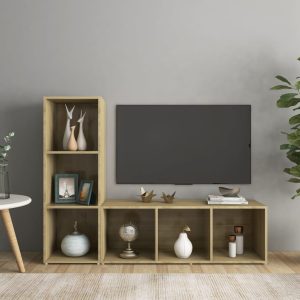 vidaXL Szafki TV, 2 szt., dąb sonoma, 107x35x37 cm, płyta wiórowa