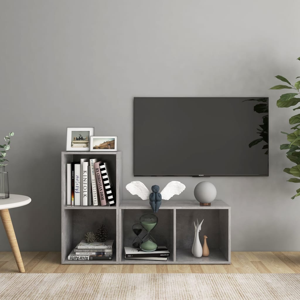 vidaXL Szafki TV, 2 szt., szarość betonu, 72x35x36,5 cm, płyta wiórowa