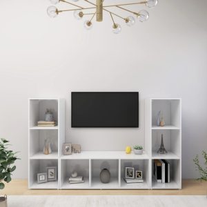 vidaXL Szafki TV, 3 szt., białe, 107x35x37 cm, materiał drewnopochodny
