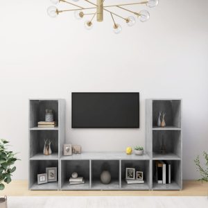 vidaXL Szafki TV, 3 szt., szarość betonu, 107x35x37 cm